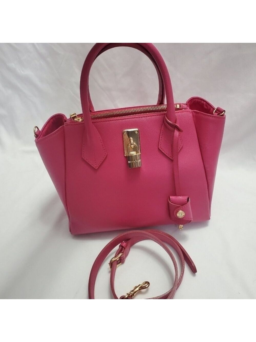Samantha Thavasa Pink Saffiano Leather Crossbody Bag
